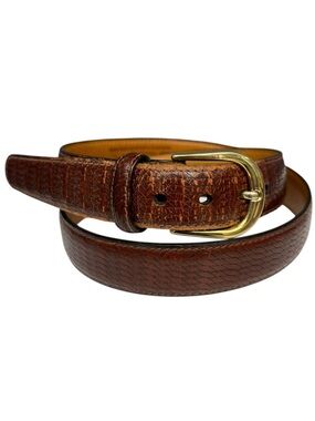 Vintage Brown Leather Dress Belt Trafalgar Brown Textured Leather Belt Size 38